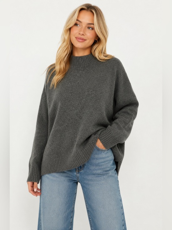 Zara Sweaters - Zara Sweater Womens Gray Wool‎ Blend Mock Neck Oversized Medium
